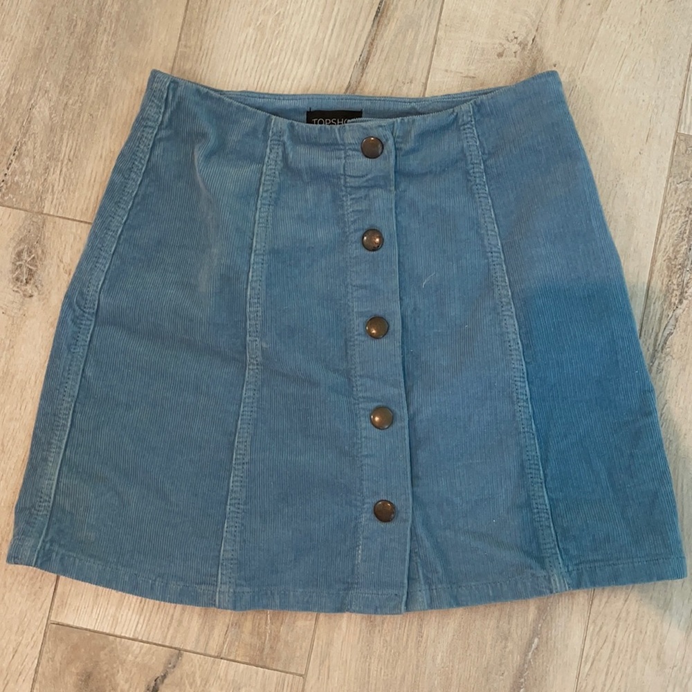 TopShop Blue Corduroy Mini Skirt